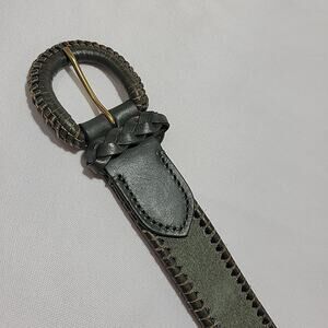 Lucky Brand Women Olive Green Suede Leather Belt Wrapped Woven Edges Large NEW